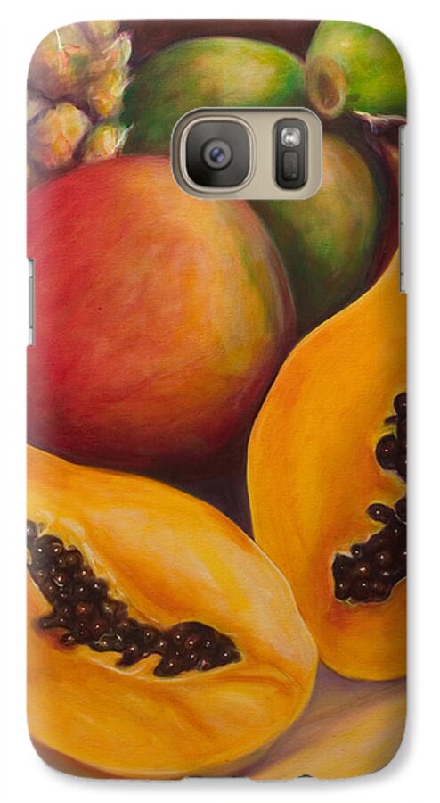 Papaya Galaxy S7 Case featuring the painting Twins by Shannon Grissom