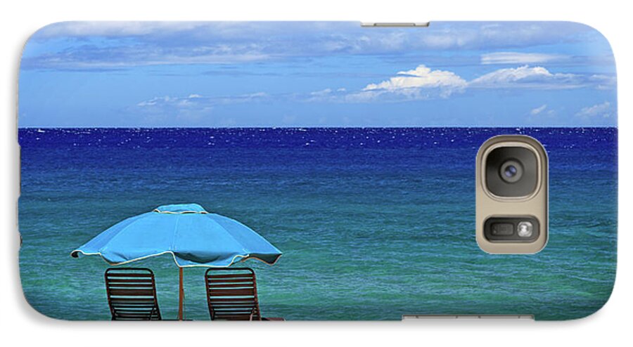 Chairs Galaxy S7 Case featuring the photograph Two Chairs And An Umbrella by James Eddy