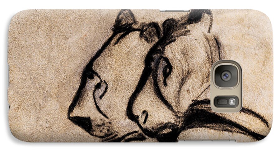 Chauvet Cave Lions Galaxy S7 Case featuring the painting Two Chauvet Cave Lions - Clear Version by Weston Westmoreland