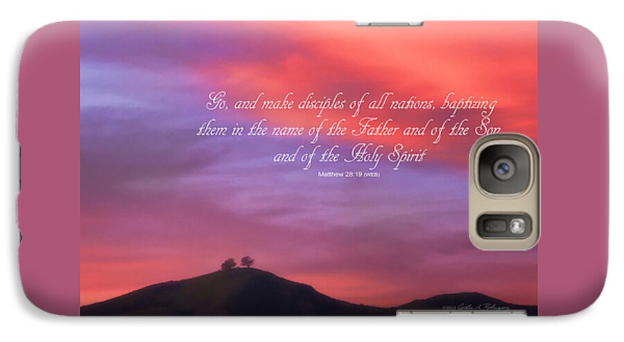 Two Trees Galaxy S7 Case featuring the photograph Ventura CA Two Trees at Sunset with Bible Verse by John A Rodriguez