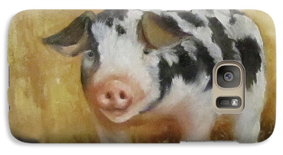 Animal Art Galaxy S7 Case featuring the painting Vindicator The Spotted Pig by Cheri Wollenberg