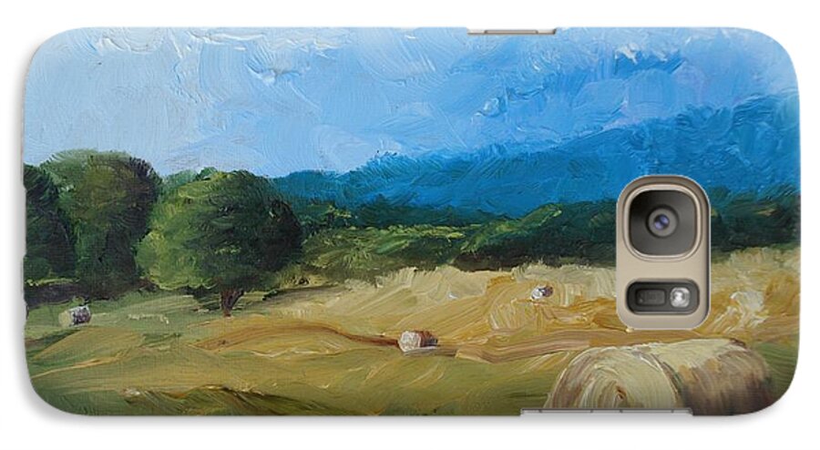Hay Galaxy S7 Case featuring the painting Virginia Hay Bales II by Donna Tuten