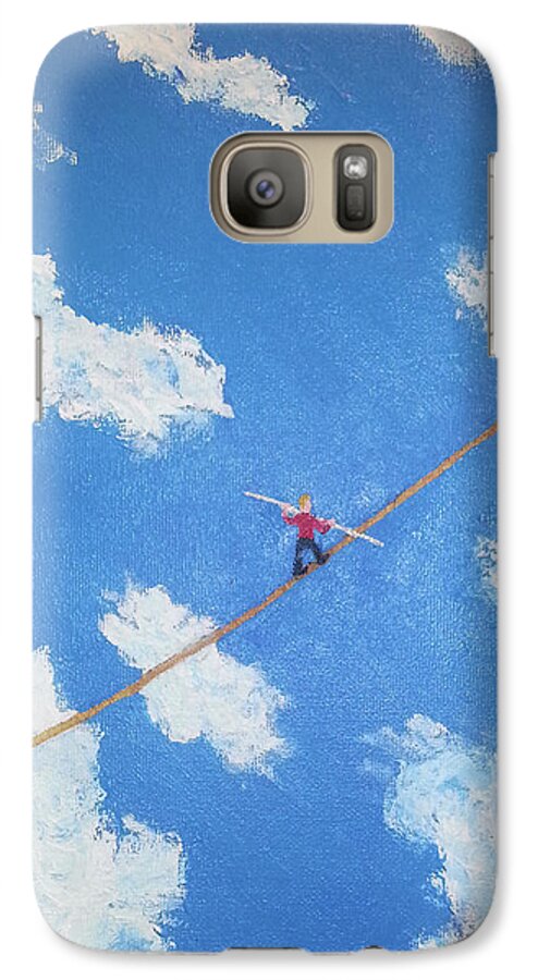 Tightrope Walker Galaxy S7 Case featuring the painting Walking the Line by Thomas Blood