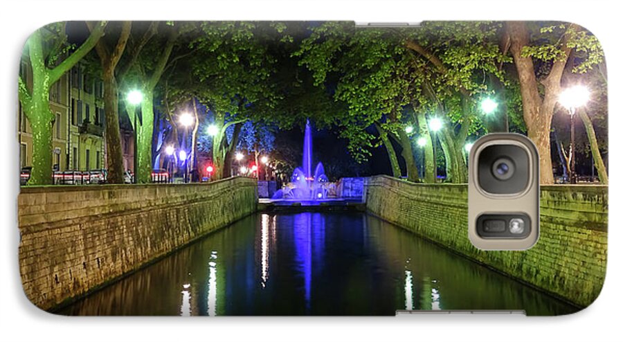 Water Galaxy S7 Case featuring the photograph Water Fountain at Night by Scott Carruthers