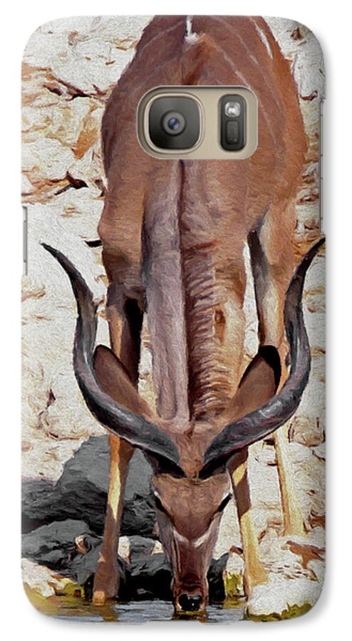 Kudu Galaxy S7 Case featuring the digital art Waterhole Kudu by Ernest Echols