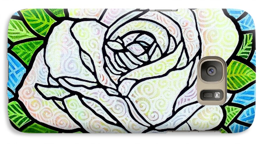White Galaxy S7 Case featuring the painting White Rose by Jim Harris