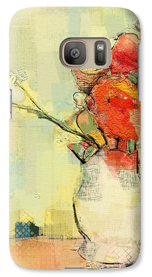 Flower Galaxy S7 Case featuring the painting White Vase by Carrie Joy Byrnes