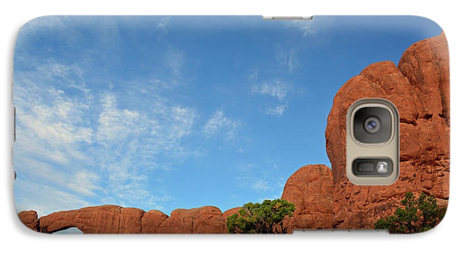 Arches Galaxy S7 Case featuring the photograph Windows Arches with Wispy Clouds by Bruce Gourley