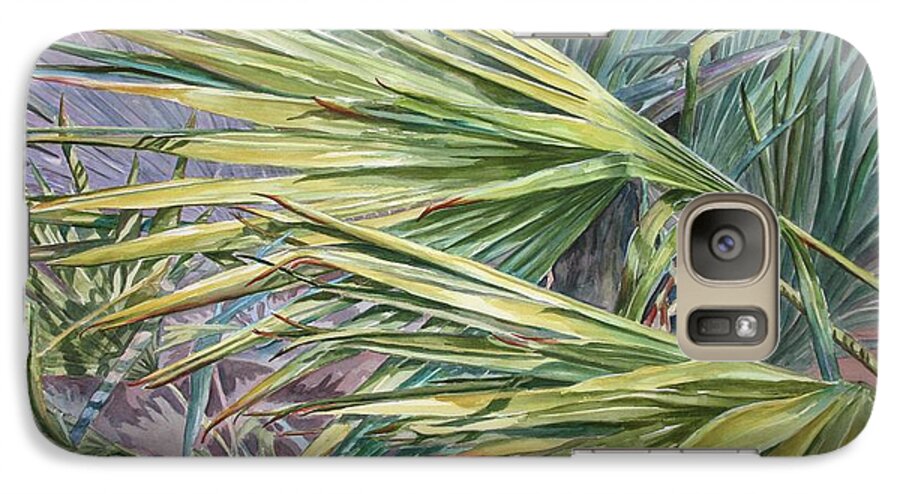 Palmetto Galaxy S7 Case featuring the painting Woven Fronds by Roxanne Tobaison