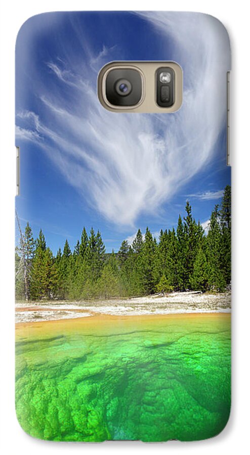 Yellowstone Galaxy S7 Case featuring the photograph Yellowstone's Morning Glory Pool Pool and Awesome Clouds by Bruce Gourley