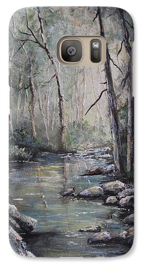 Woodlands Galaxy S7 Case featuring the painting Forest stream by Megan Walsh