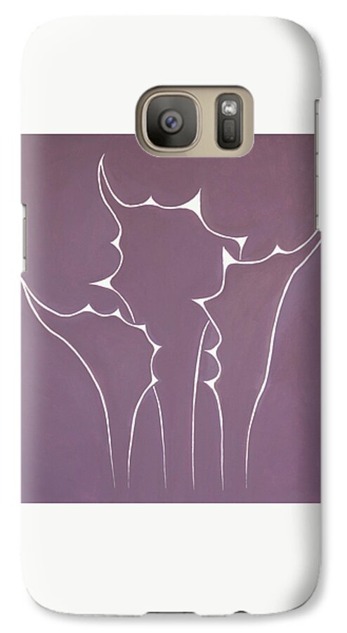 Abstract Succulent Galaxy S7 Case featuring the painting Succulent In Violet by Ben and Raisa Gertsberg
