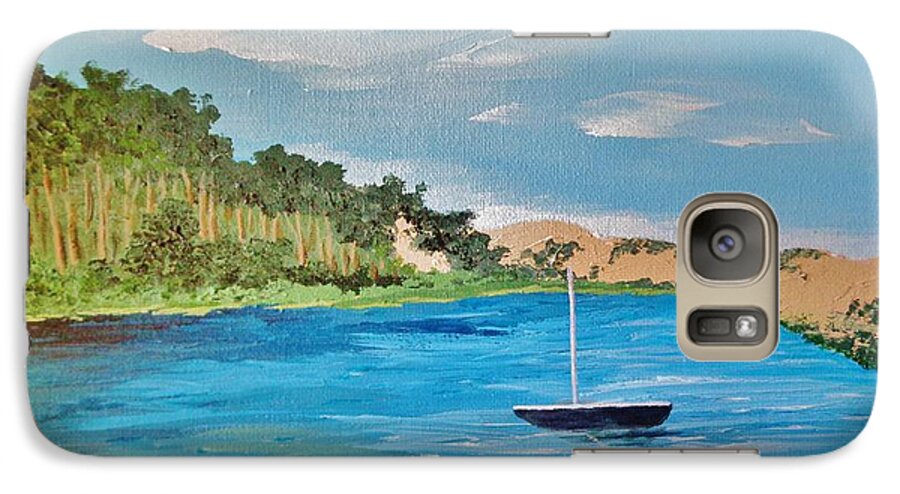 Bay Galaxy S7 Case featuring the painting Back Bay from Back Bay Inn Los Osos Ca by Katherine Young-Beck