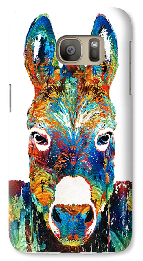 Donkey Galaxy S7 Case featuring the painting Colorful Donkey Art - Mr. Personality - By Sharon Cummings by Sharon Cummings