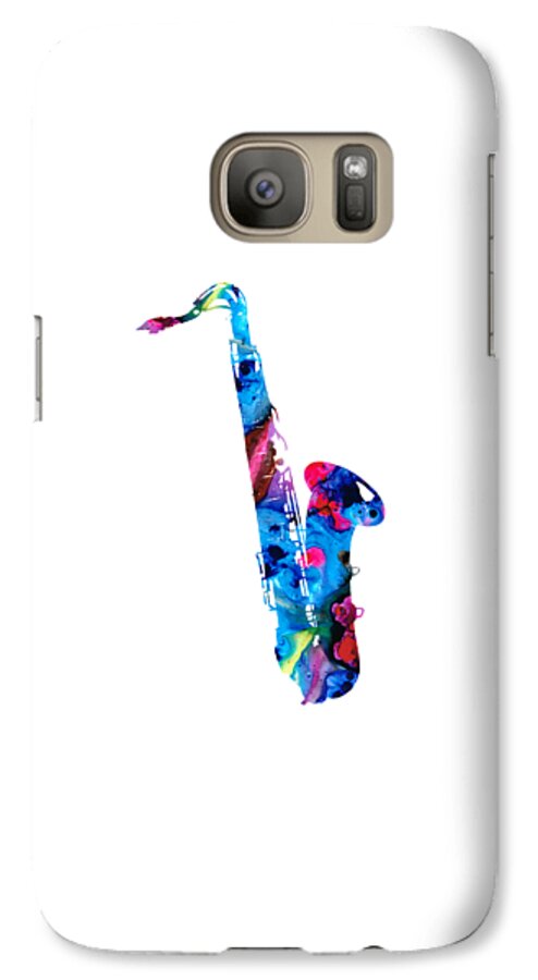 Saxophone Galaxy S7 Case featuring the painting Colorful Saxophone 2 by Sharon Cummings by Sharon Cummings