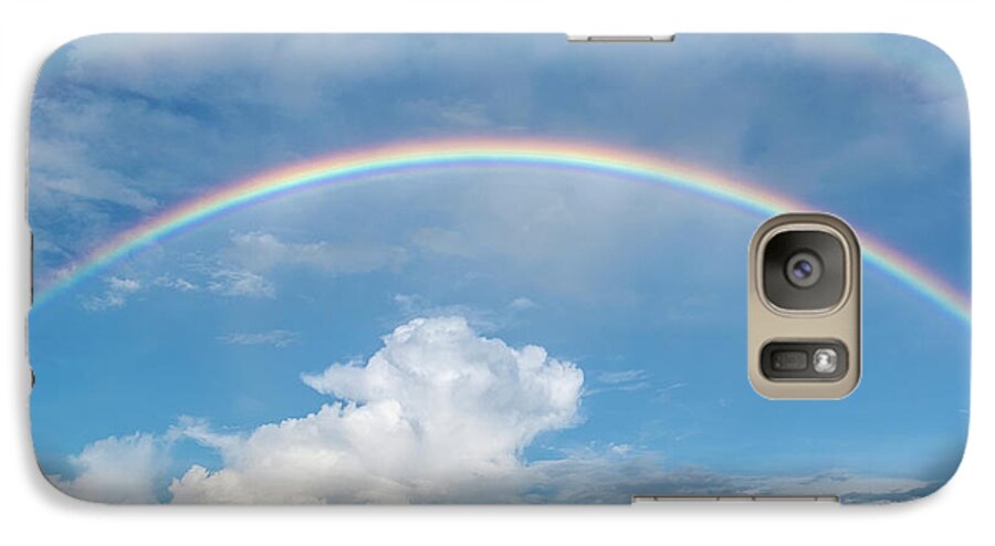 Rainbow Galaxy S7 Case featuring the photograph Double rainbow at sea by Bradford Martin