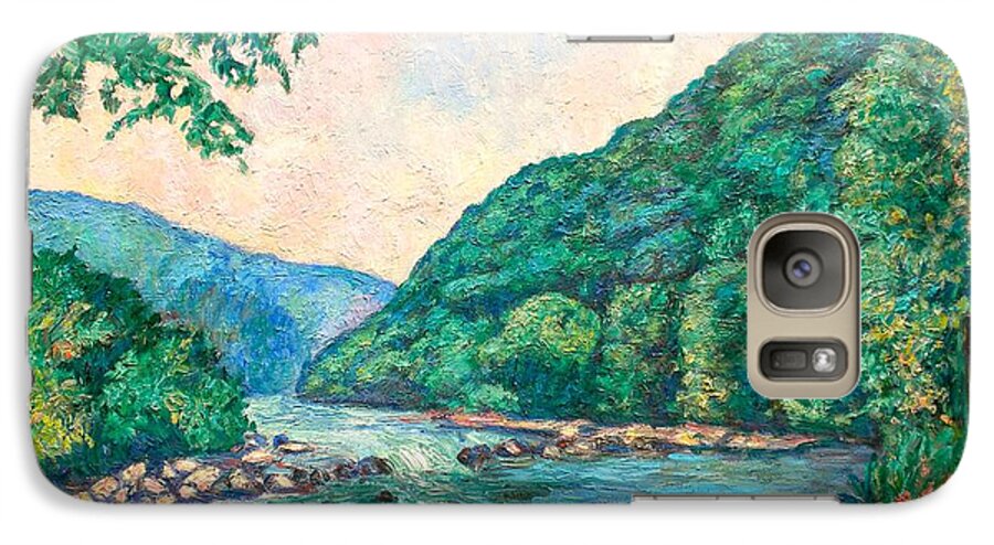 Landscape Galaxy S7 Case featuring the painting Evening River Scene by Kendall Kessler