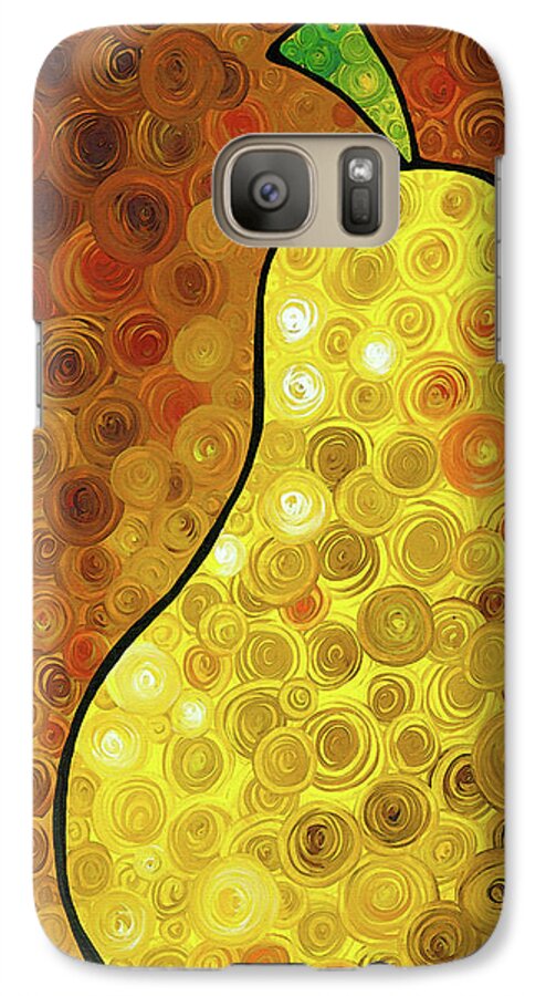 Pear Galaxy S7 Case featuring the painting Golden Pear by Sharon Cummings