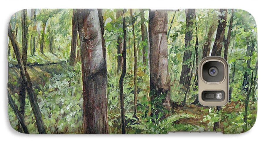 Landscape Galaxy S7 Case featuring the painting In the Shaded Forest by Laurie Rohner