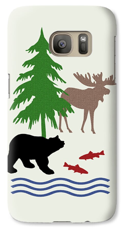 And Bear Galaxy S7 Case featuring the mixed media Moose and Bear Pattern Art by Christina Rollo