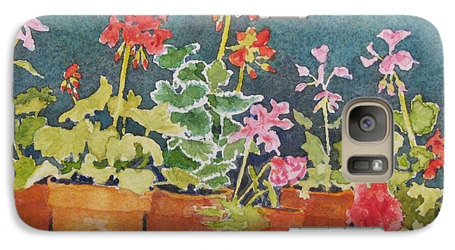 Florals Galaxy S7 Case featuring the painting Potting Shed by Mary Ellen Mueller Legault