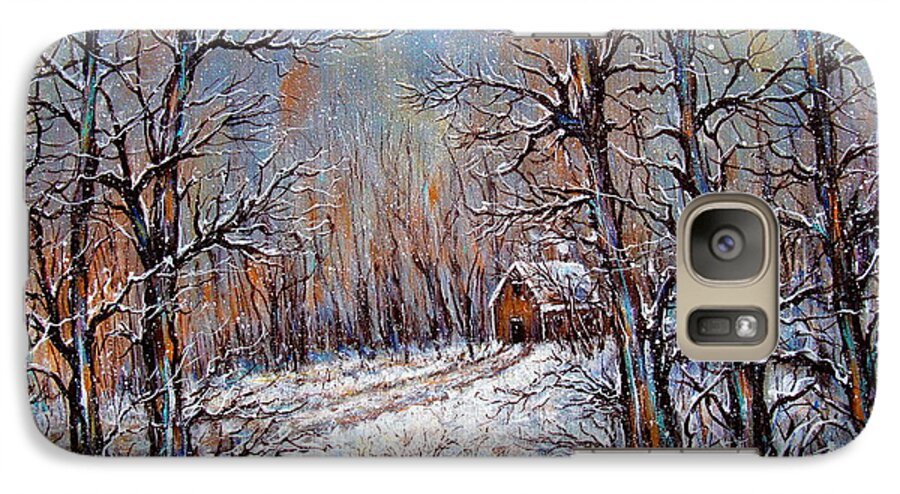 Landscape Galaxy S7 Case featuring the painting Snowing in the Woods by Natalie Holland