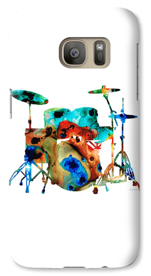 Drum Galaxy S7 Case featuring the painting The Drums - Music Art By Sharon Cummings by Sharon Cummings