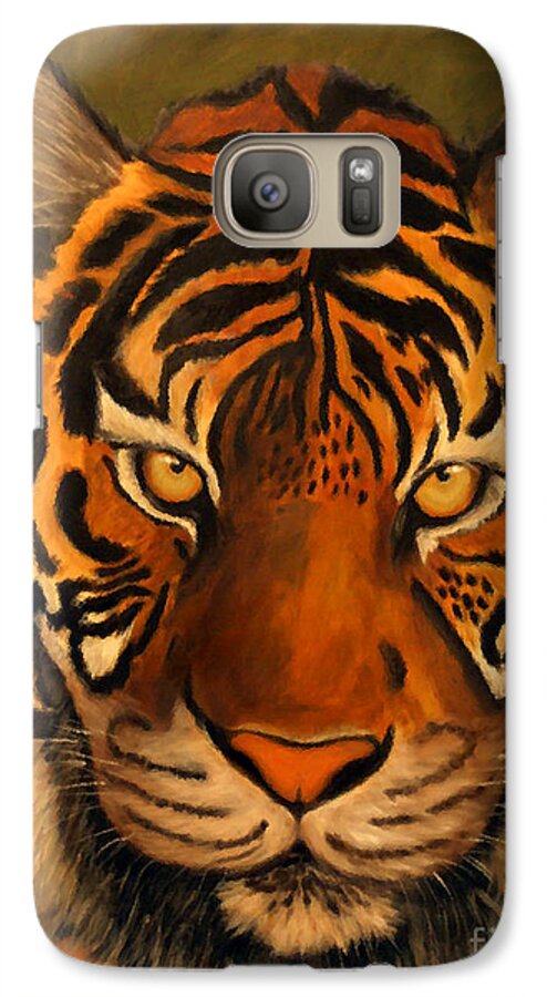 Tiger Galaxy S7 Case featuring the painting Thomas by Nancy Bradley