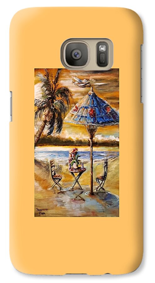 Airplane Galaxy S7 Case featuring the painting Tropical Sunset by Bernadette Krupa