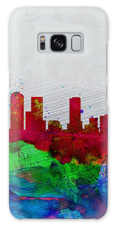Denver Galaxy Case featuring the painting Denver Watercolor Skyline by Naxart Studio