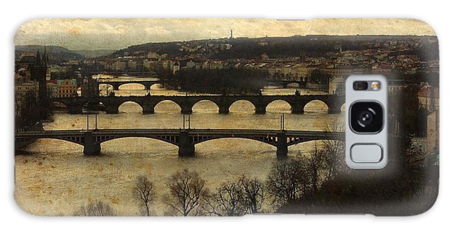 Vintage Galaxy Case featuring the mixed media Vintage Prague Vltava River 1 by Femina Photo Art By Maggie