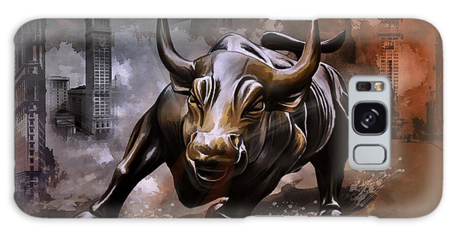 New York Galaxy S8 Case featuring the painting Raging Bull by Andrzej Szczerski