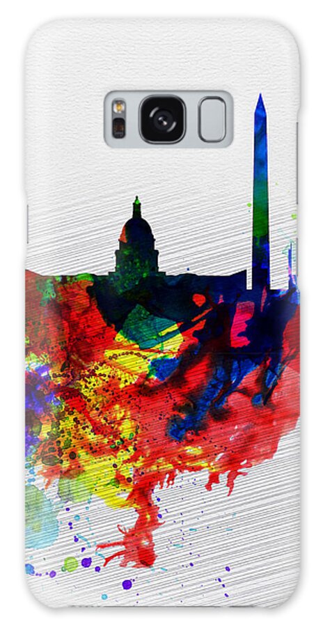 Washington Dc Galaxy Case featuring the painting Washington DC Watercolor Skyline 1 by Naxart Studio