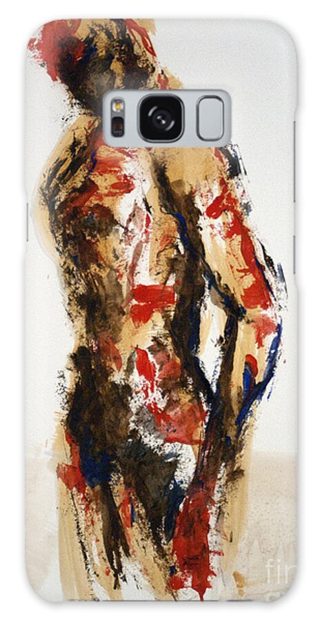 Gesture Galaxy Case featuring the painting 04870 Serious Soldier by AnneKarin Glass