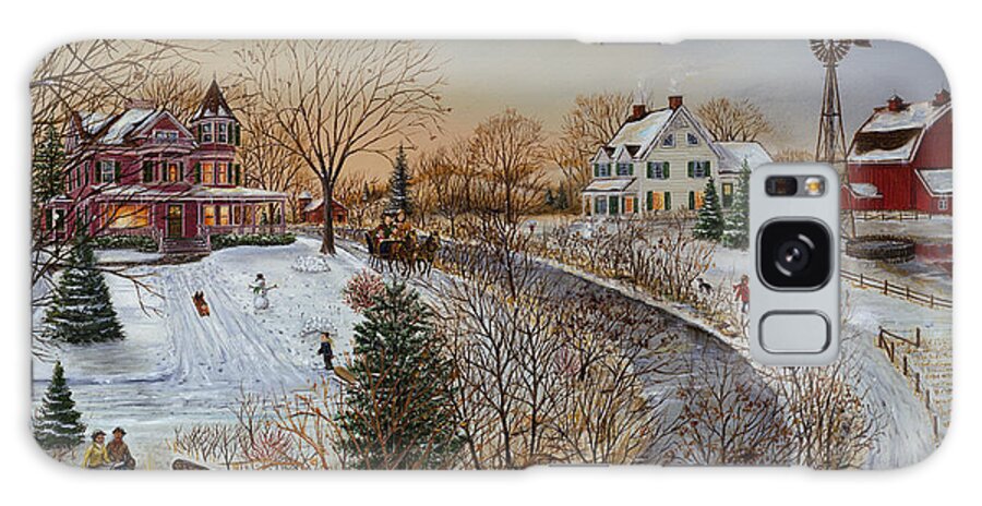 a Country Christmas Is A Specially Cropped Scene From winter Memories. See The Original Full Size Painting Of winter Memories. Galaxy Case featuring the painting A Country Christmas #1 by Doug Kreuger
