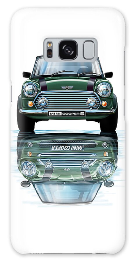  Galaxy Case featuring the digital art Austin Mini Cooper with new BMW Mini Cooper Reflected #2 by David Kyte
