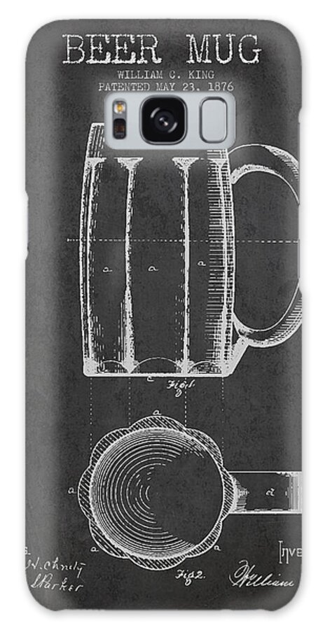 Beer Mug Galaxy Case featuring the digital art Beer Mug Patent from 1876 - Dark by Aged Pixel