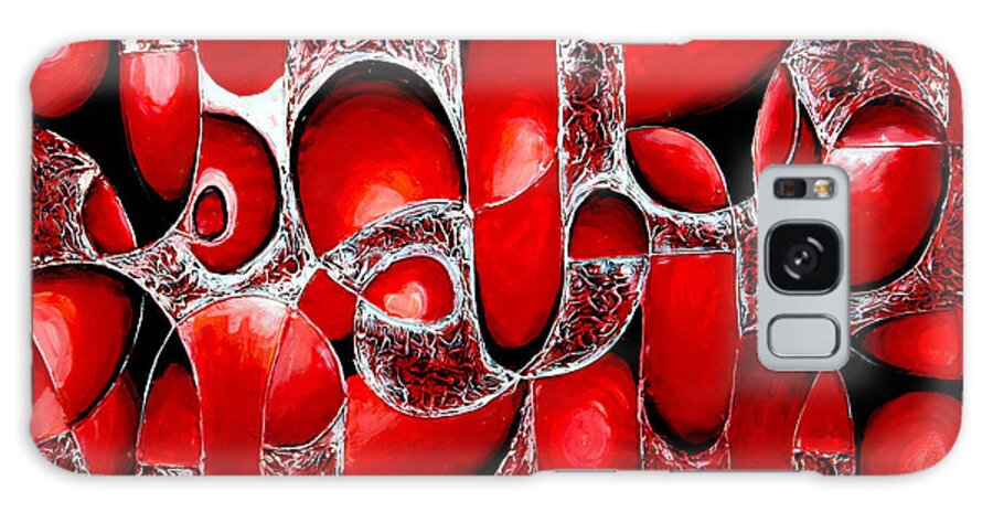 Oil Painting Galaxy Case featuring the painting Best Art Choice AWARD Original Abstract Oil Painting Modern Red Contemporary House Wall Deco Gallery #1 by Emma Lambert