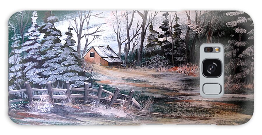 Winter Painting Galaxy S8 Case featuring the painting Cabin in the Woods #1 by Dorothy Maier