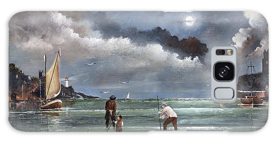 Countryside Galaxy Case featuring the painting Cockle Picking At Whitby, Yorkshire - England by Ken Wood