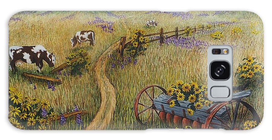 Print Galaxy Case featuring the painting Cows Grazing by Katherine Young-Beck