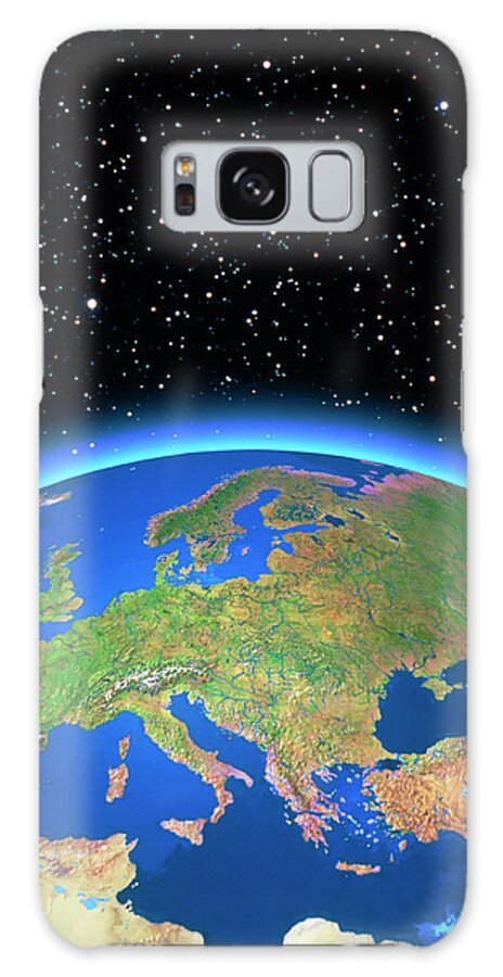Europe Galaxy Case featuring the photograph Geosphere Image Of Europe With Airglow Horizon #1 by Copyright Tom Van Sant/geosphere Project, Santa Monica/science Photo Library