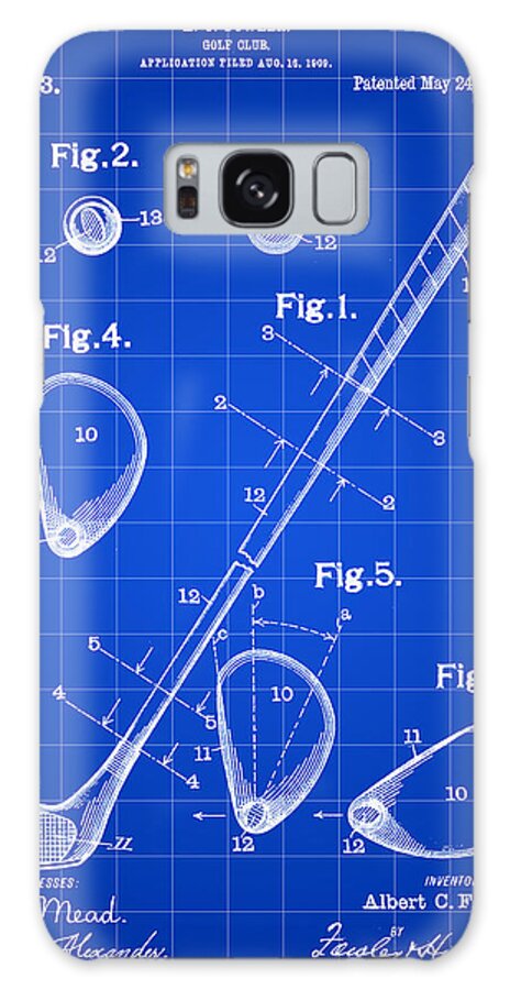 Golf Galaxy Case featuring the digital art Golf Club Patent 1909 - Blue by Stephen Younts