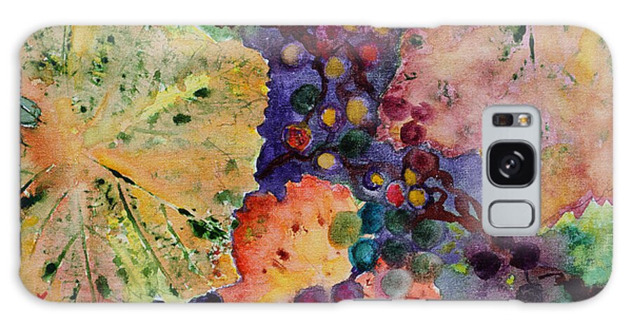 Leaves Galaxy Case featuring the painting Grapes and Leaves #1 by Karen Fleschler