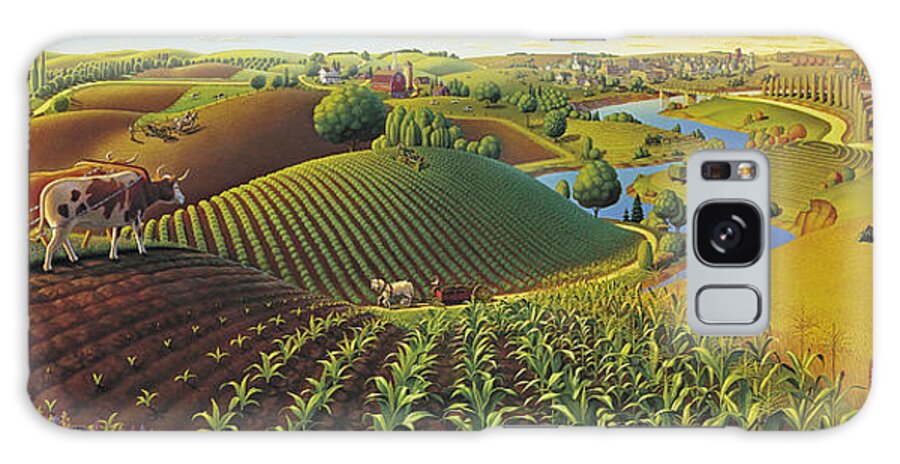 Farming Panorama Galaxy Case featuring the painting Harvest Panorama by Robin Moline