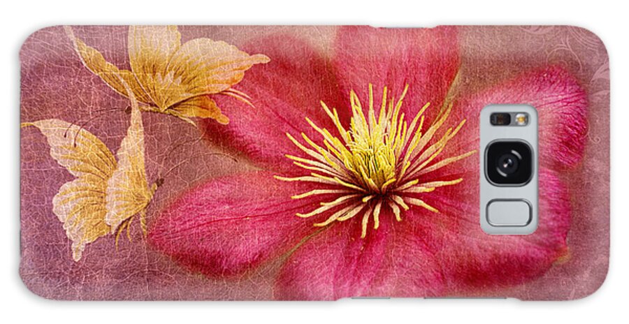 Pink Clematis Flower Galaxy Case featuring the photograph In Dance by Marina Kojukhova
