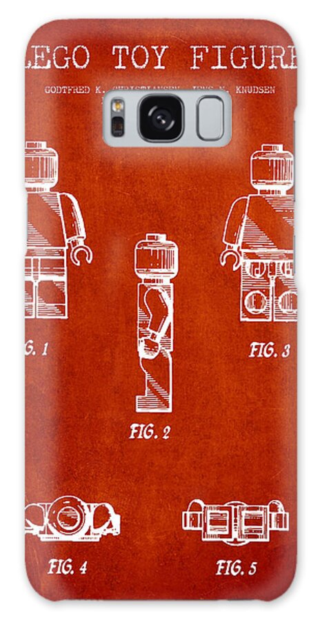 Lego Galaxy Case featuring the digital art Lego Toy Figure Patent - Red #2 by Aged Pixel