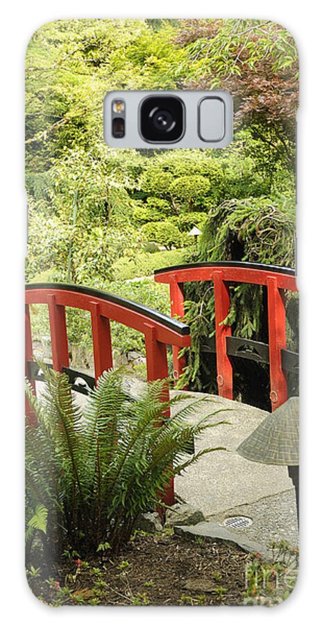 Butchart Gardens Victoria Vancouver Island Canada Galaxy Case featuring the photograph Little Red Bridge #1 by Brenda Kean