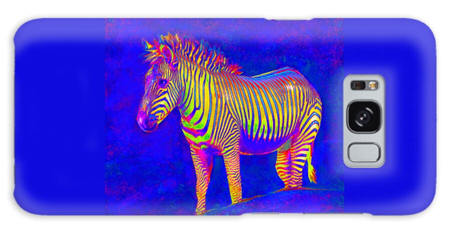  Jane Schnetlage Galaxy Case featuring the digital art Neon Zebra 2 #2 by Jane Schnetlage