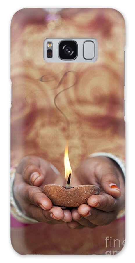 Indian Girl Galaxy Case featuring the photograph Offering the light by Tim Gainey